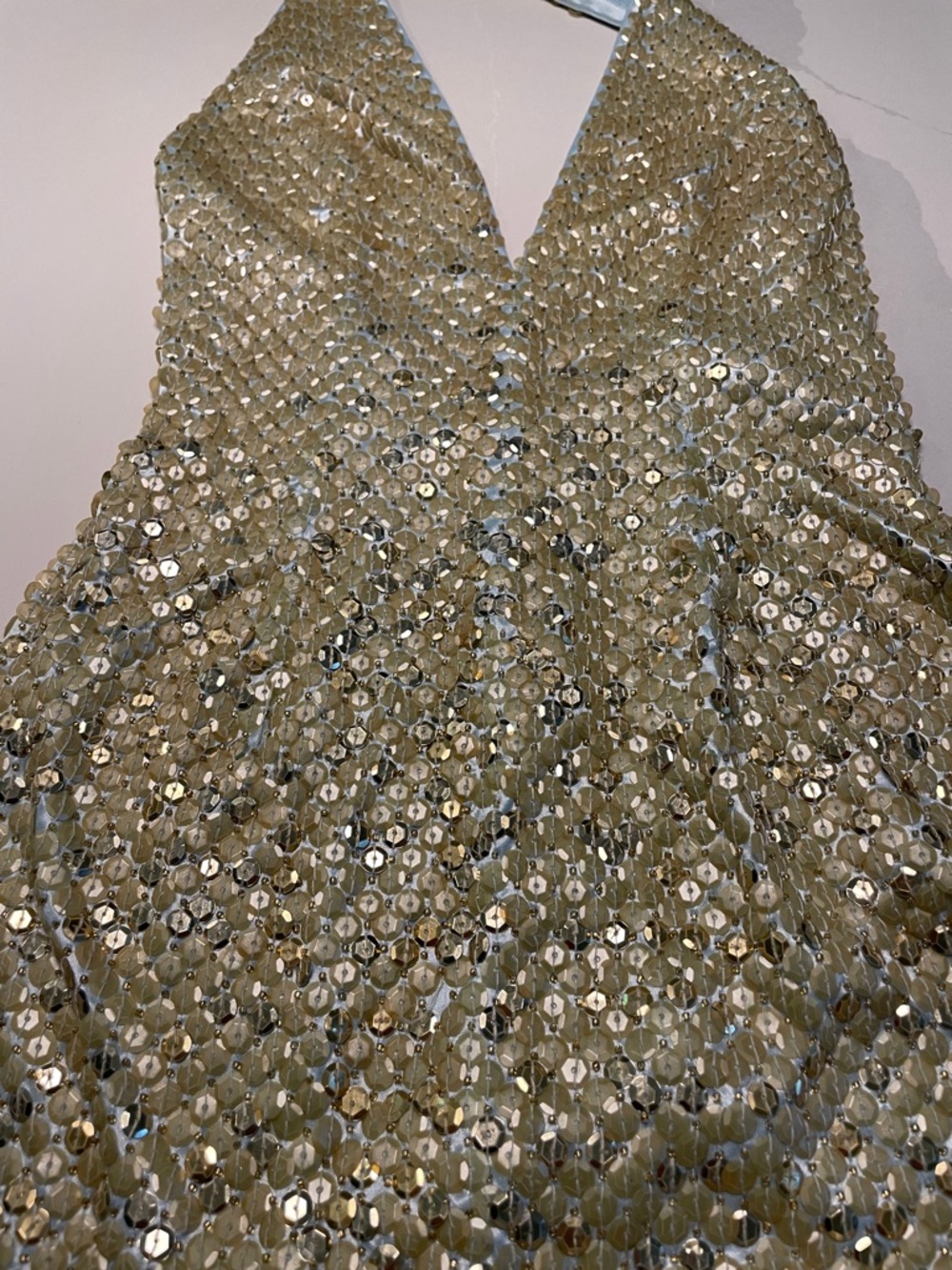 Jovani Sequin Gown, vintage, glamorous XS  Hollywood Halter flaws* - Picture 16 of 17